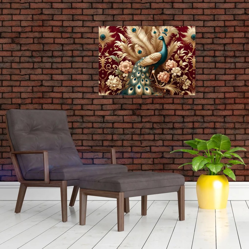 Obraz na szkle – Elegancki paw (70x50 cm)
