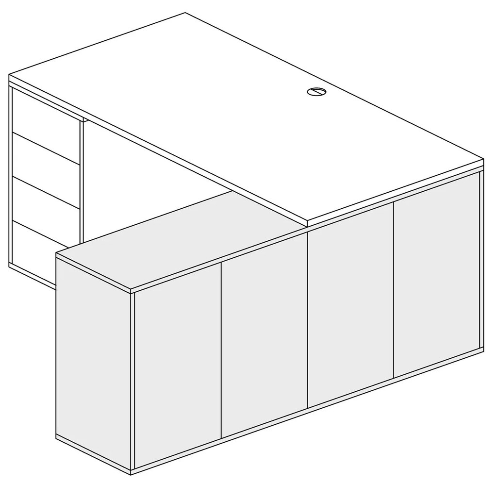 Szafka niska z drzwiami BLOCK Dąb naturalny