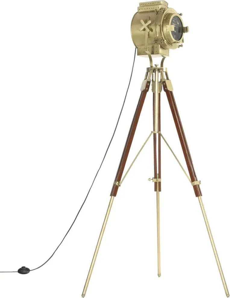 Regulowana lampa podłogowa trójnóg retro z drewna mango - 5X EX198 G0-B69