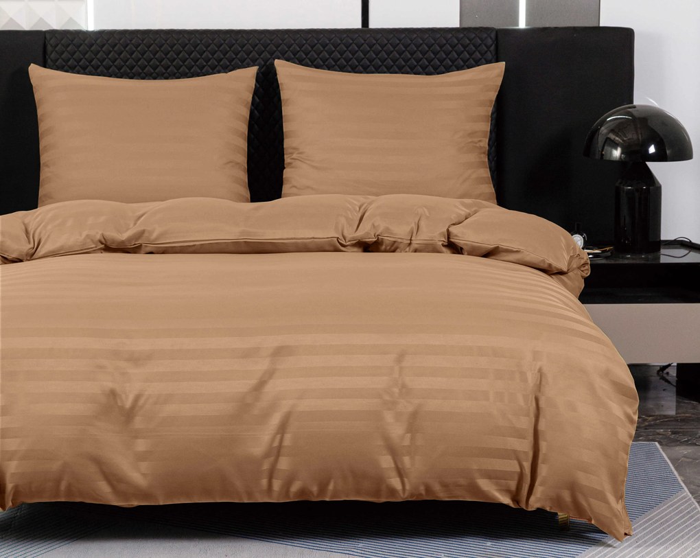 PrzytulneMieszkanie.pl PrzytulneMieszkanie.pl Hotelowa pościel z mikrofibry JASMINE brązowa - pasek 2 cm Rozmiar pościeli: 70 x 90 cm | 140 x 220 cm