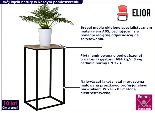 Stojak na kwiaty w stylu loft czarny + dąb lancelot K1-E97