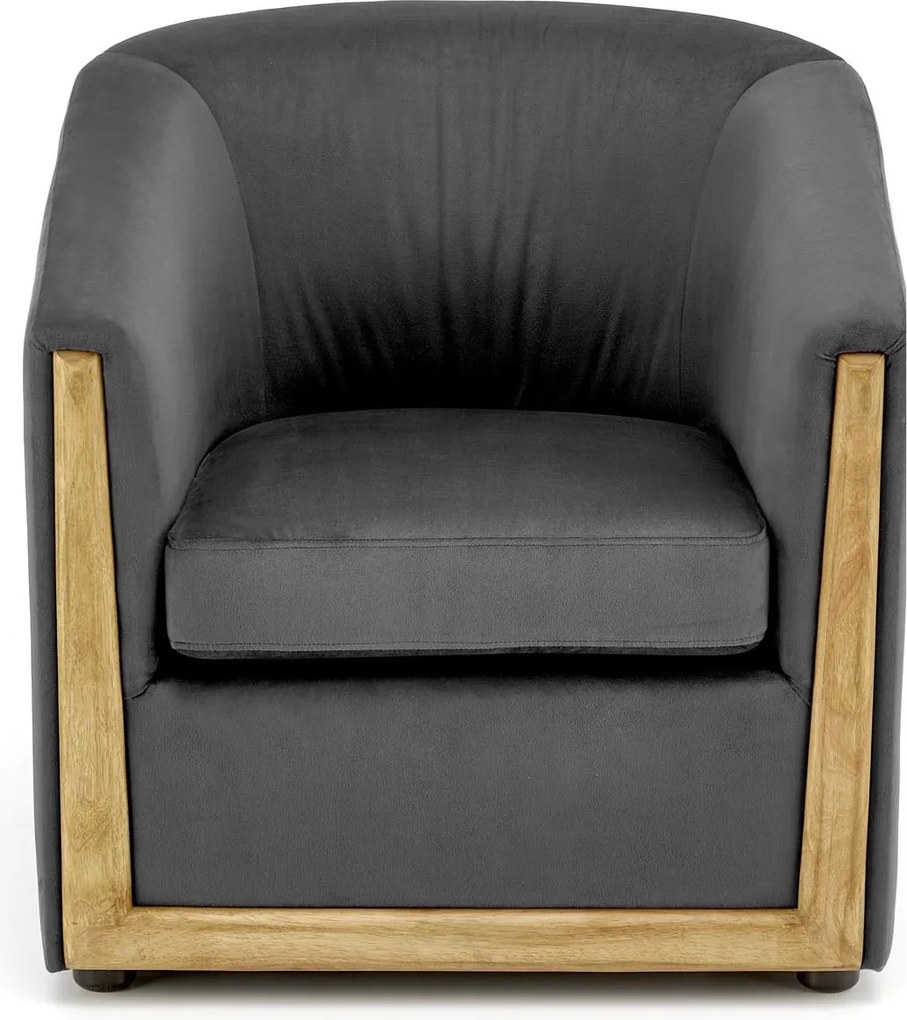 Wygodny fotel wypoczynkowy Enrico z drewnianymi detalami