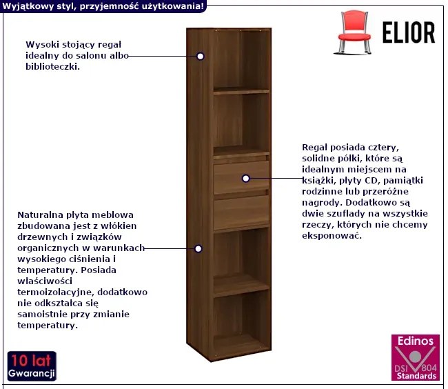 Regał Z Szufladami W Kolorze Brązowy Dąb W4-E97