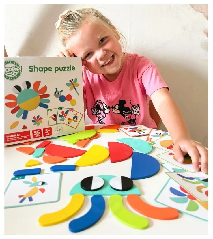 Woopie green drewniana układanka montessori 40 wzorów do odtworzenia 55 el. certyfikat fsc