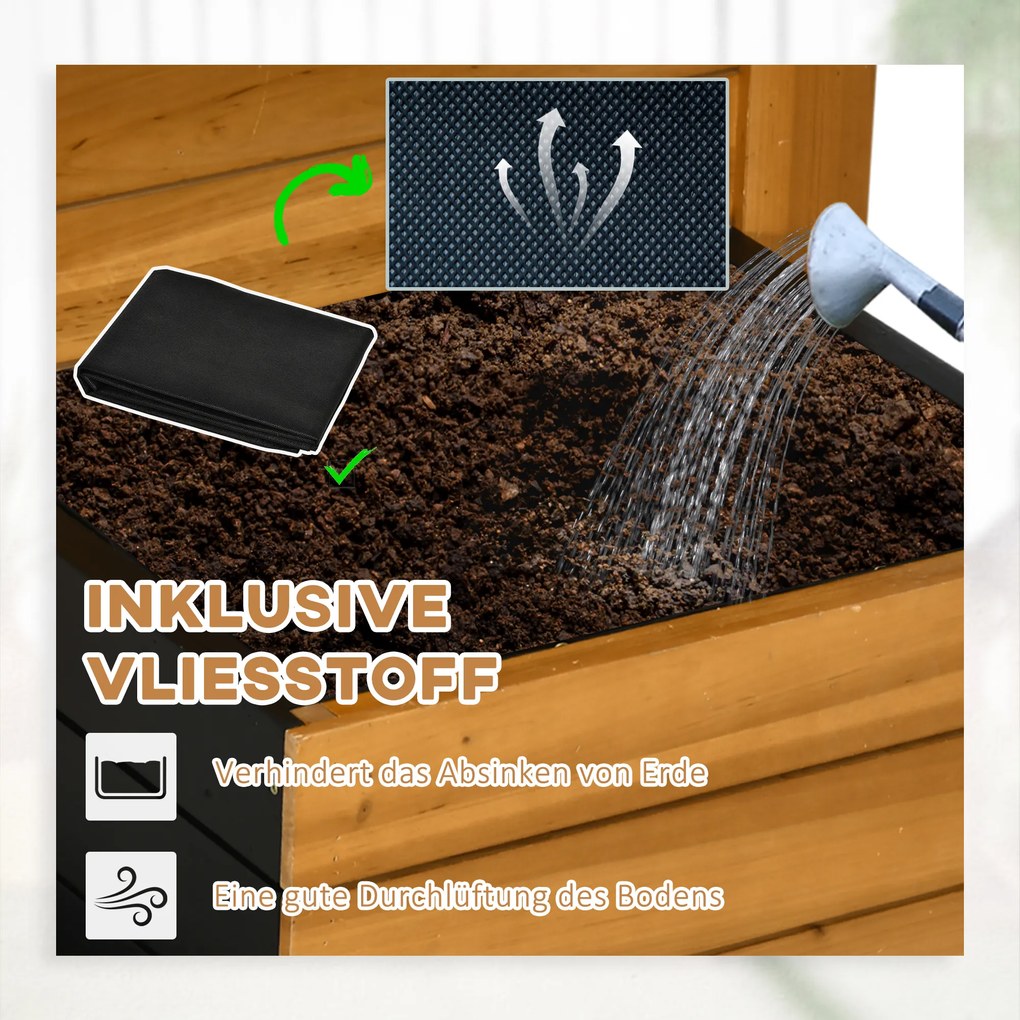 Outsunny Warzywnik Ogrodowy z 4 Pudełkami Samopodlewający z Wyściółką z Włókniny Odporny na Warunki Atmosferyczne 79.5x49.5x80cm | Aosom PL