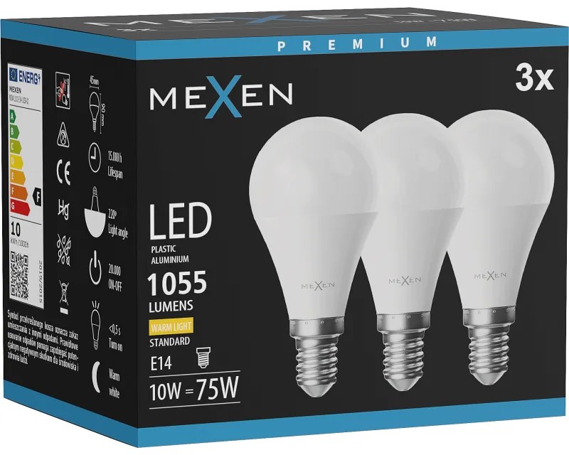 Mexen Nova 3x żarówka LED E14, G45, 10W, Ciepła - 3000K, 1055 lm - L101-E14-1030-01x03