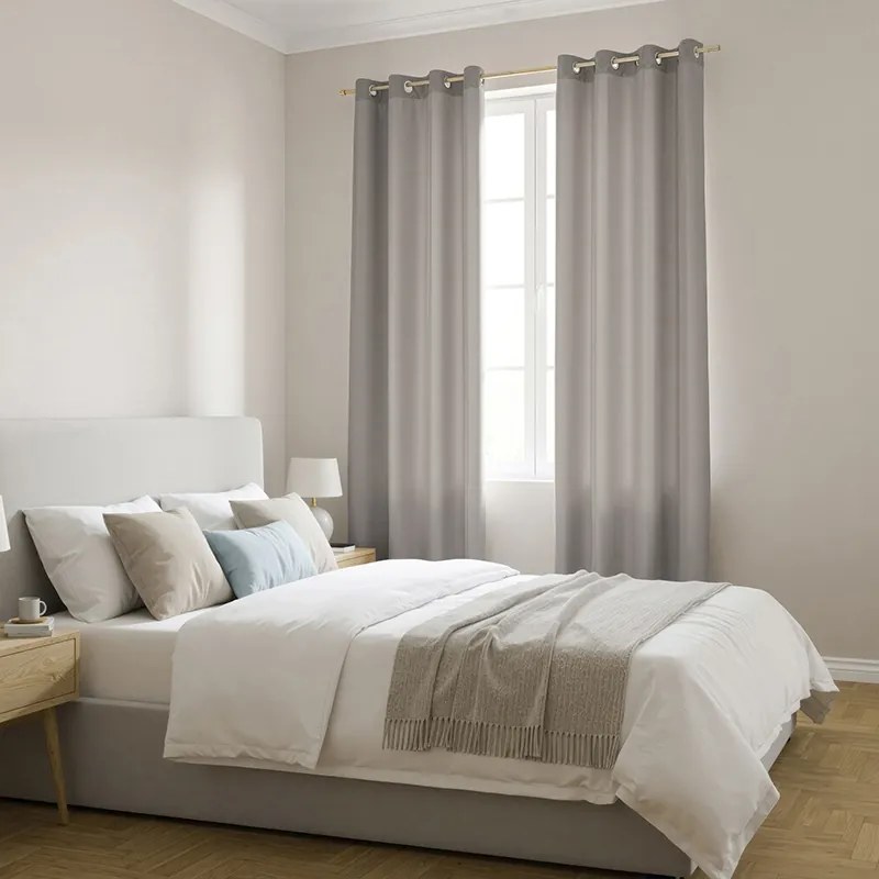 Zasłona gotowa MATOWA szara Oxford Line na przelotkach 140x250