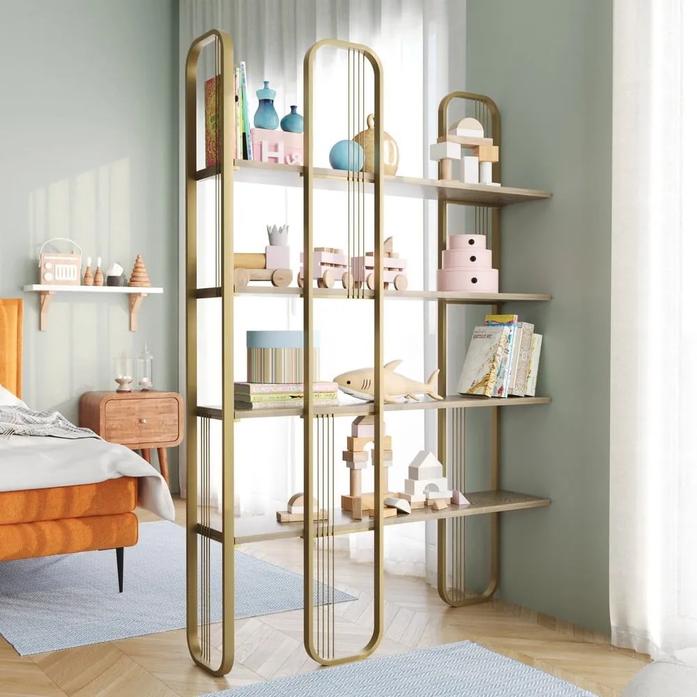 Regał w dekorze sosny w kolorze złota 125x180 cm Sierra – Kalune Design