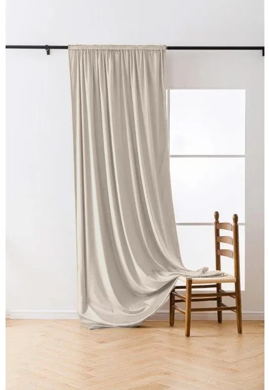 Beżowa zasłona zaciemniająca VELVET 140x250 cm Zawieszanie: Metalowe pierścienie