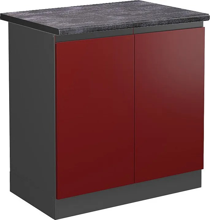 Szafka pod zlew czerwony 80x60x81.6 r-line