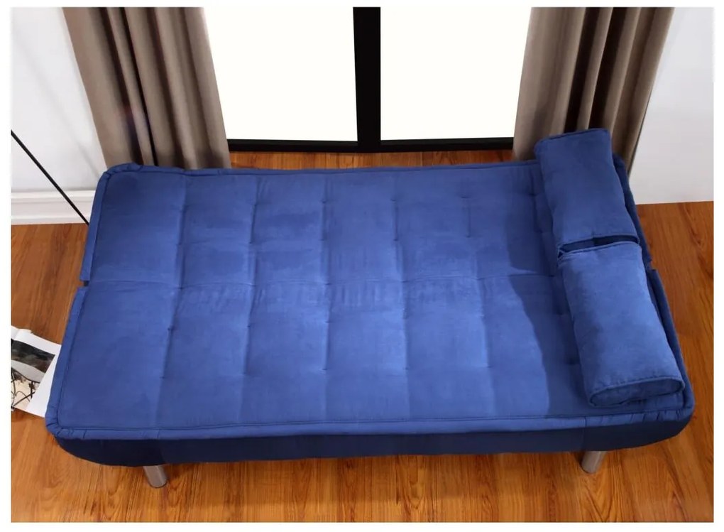 Kanapa rozkładana MISHAN z tkaniny - Kolor: niebieski