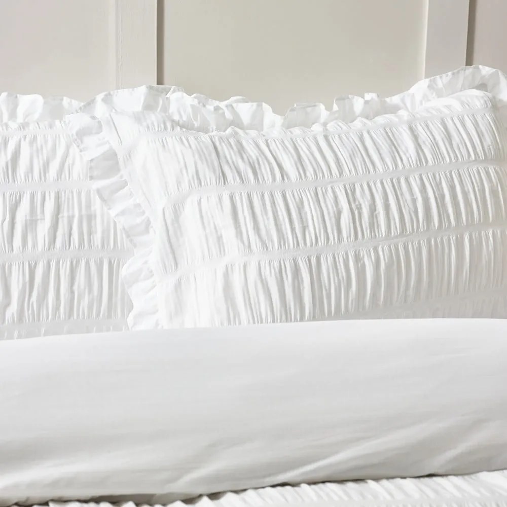 Biała pościel dwuosobowa z kory 230x220 cm Seersucker Frill – Catherine Lansfield