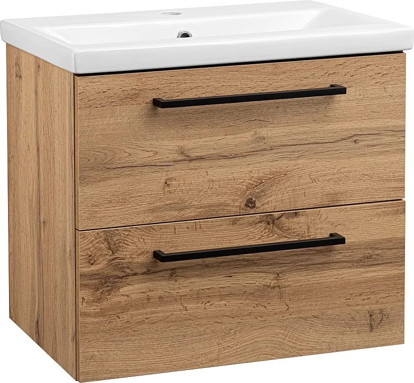 Zestaw do Łazienki 60cm Szafka z Umywalką Dąb Wotan Aster