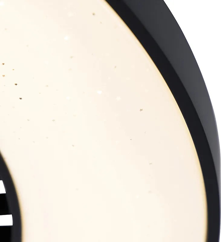 Czarny wentylator sufitowy z przyciemnianym LED i efektem gwiazd - Climo