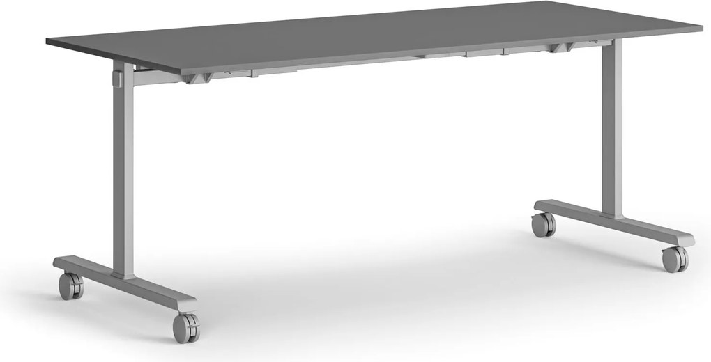 Mobilny stół MATCH, 180x80 cm, szara podstawa, grafit