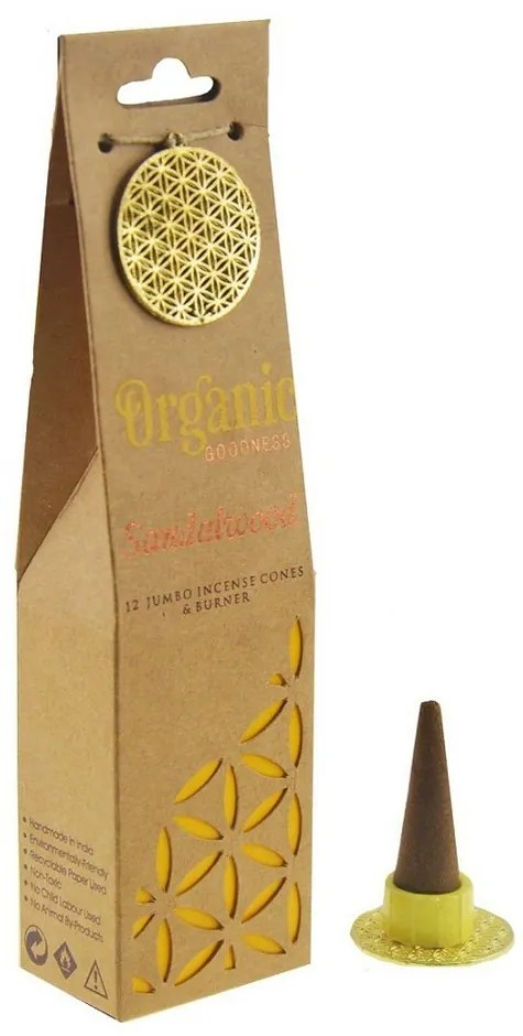 Zestaw pachnących organicznych kadzidełekSandalwood, 12 szt., z ceramicznym stojakiem