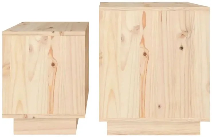 Naturalny komplet 2 drewnianych stolików kawowych T5-N88