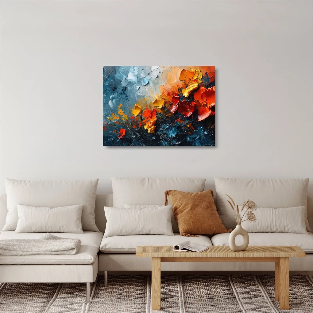 Obraz na szkle - Abstrakcyjny obraz kwiatów III. (70x50 cm)