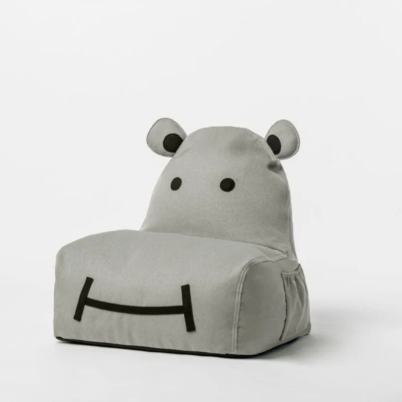 Szara pufa do pokoju dziecięcego HIPPO