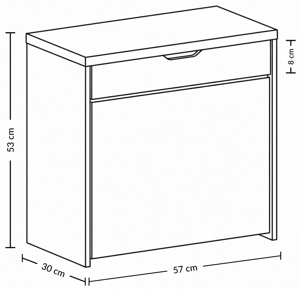 Szafka na buty z siedziskiem i wysuwanymi półkami VAULT, 57 x 30 x 53 cm
