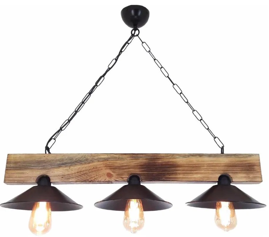 Lampa wisząca na lince HEPSI 3xE27/40W/230V świerk, orzech