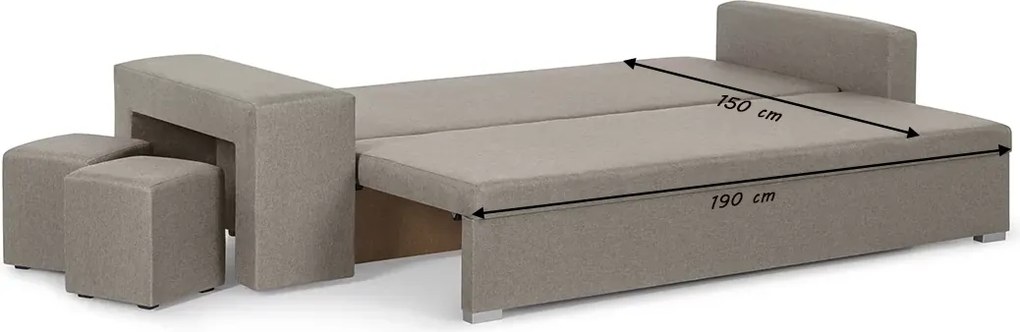 Kanapa sofa 3 os z funkcją spania MILO2 Beżowy