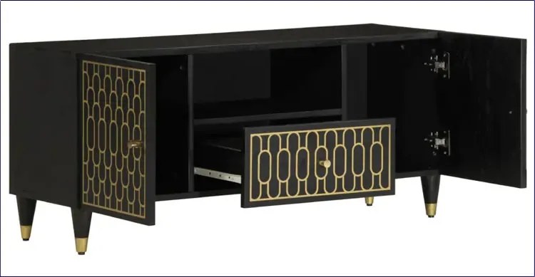 Czarna niska szafka RTV na nóżkach K9-S29