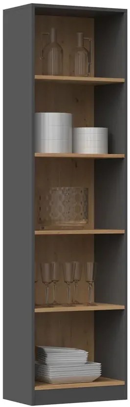 Wysoki otwarty regał dąb artisan + antracyt - Subtil