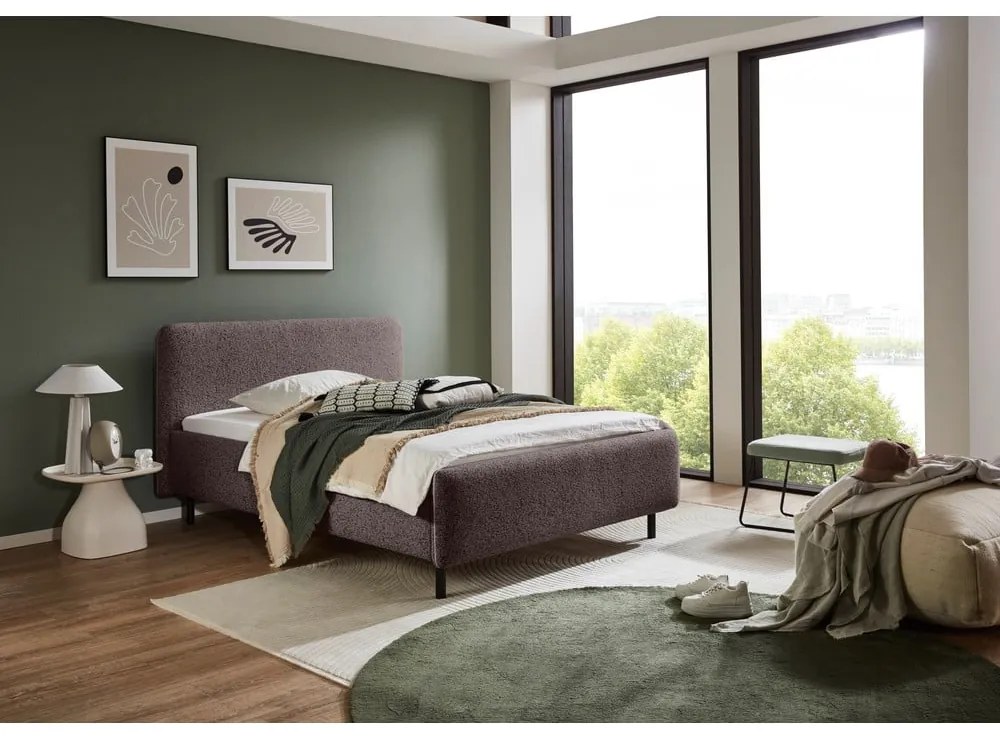 Antracytowe tapicerowane łóżko dwuosobowe bez stelaża 180x200 cm Primo – Meise Möbel