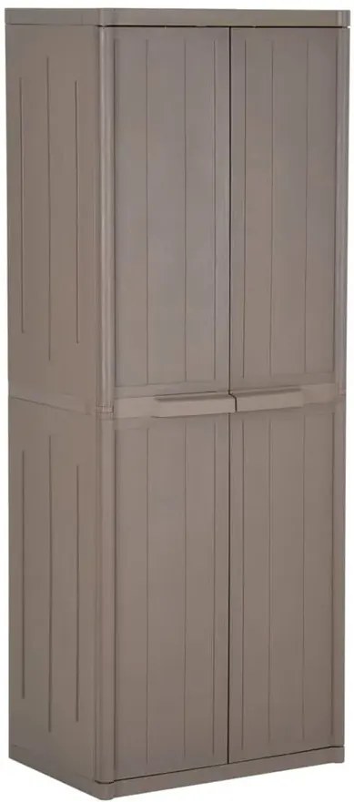 Brązowa szafa gospodarcza dwudrzwiowa z 4 półkami L6-N88