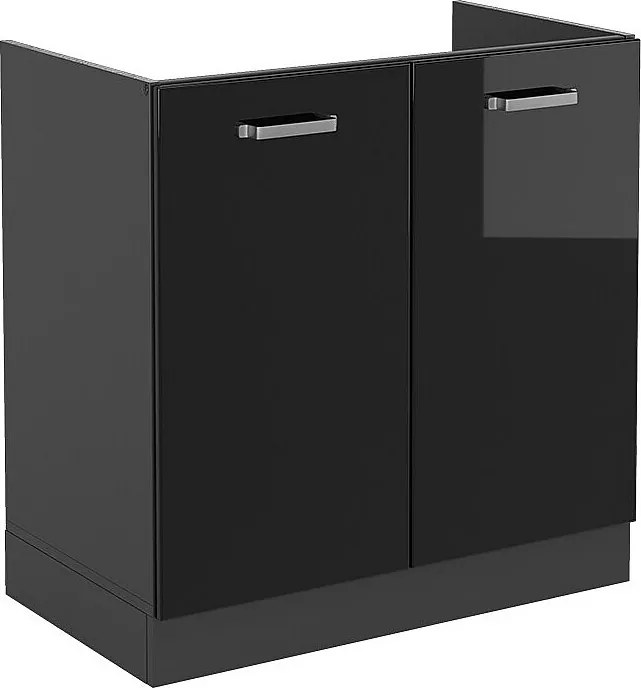 Szafka pod zlew czarny wysoki połysk 80x46x81.6 r-line