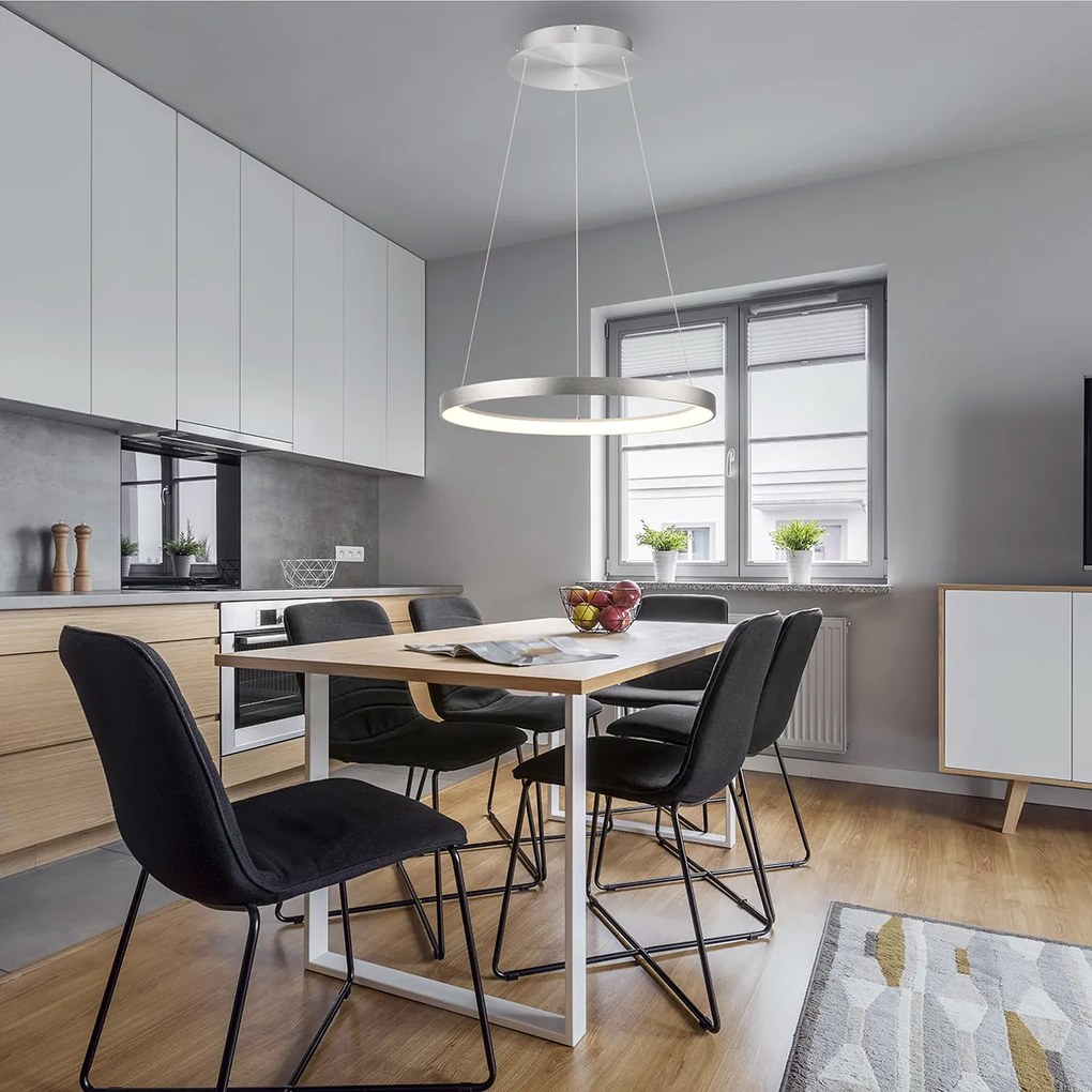 Designerska lampa wisząca aluminiowa z LED z funkcją ściemniania Easylift - HoopDesignerski Oswietlenie wewnetrzne