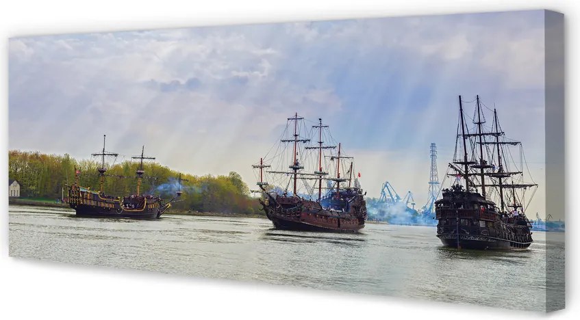 Obraz drukowany na płótnie Statki pod Błękitnym Niebem
