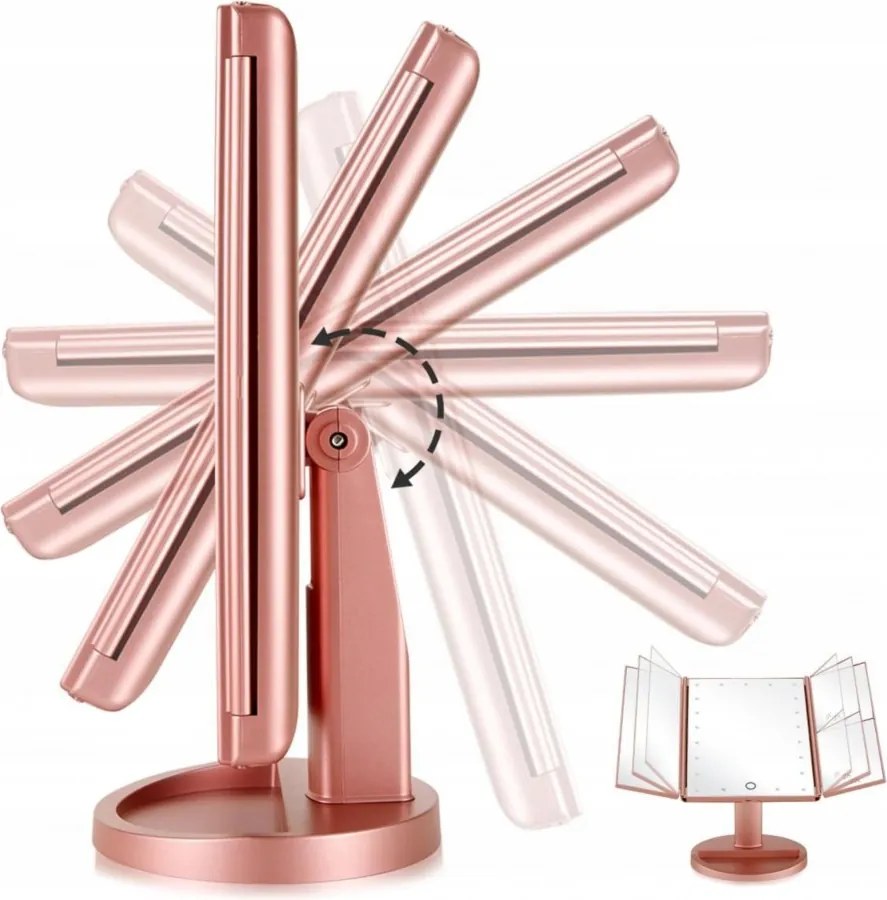 Lusterko PREMIUM Do MAKIJAŻU Kosmetyczne Rozkładane Powiększane ŚWIATŁA LED