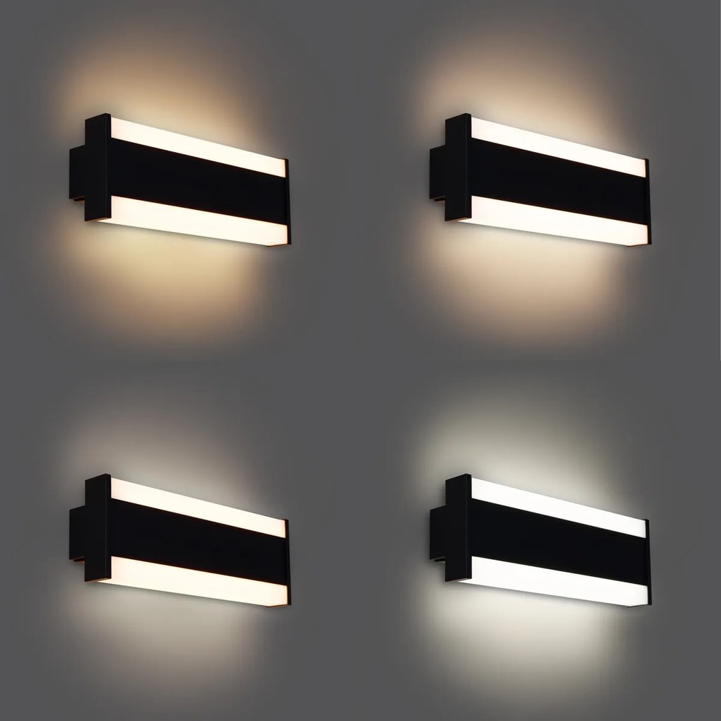 Nowoczesna lampa ścienna czarna 30cm z LED CCT IP54 - Vanya