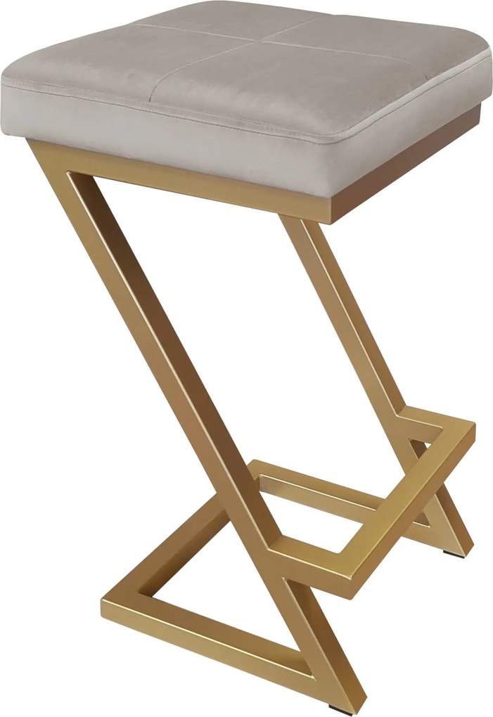 Hoker ZETA krzesło barowe tkanina Welur podstawa metalowa LOFT : Kolor Stelaża - Złoty, Kolor tkaniny - VELVET - MG09