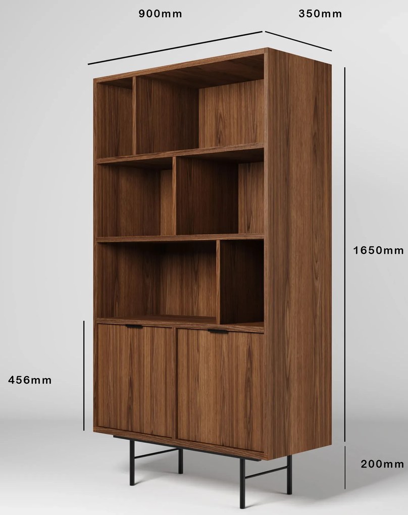 Regał loft na nóżkach z szafką orzech warmia N3-B15