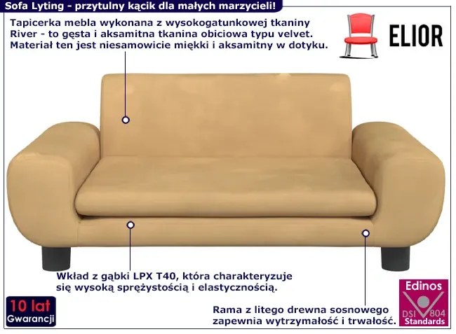 Minimalistyczna brązowa kanapa dla chłopca - Lyting