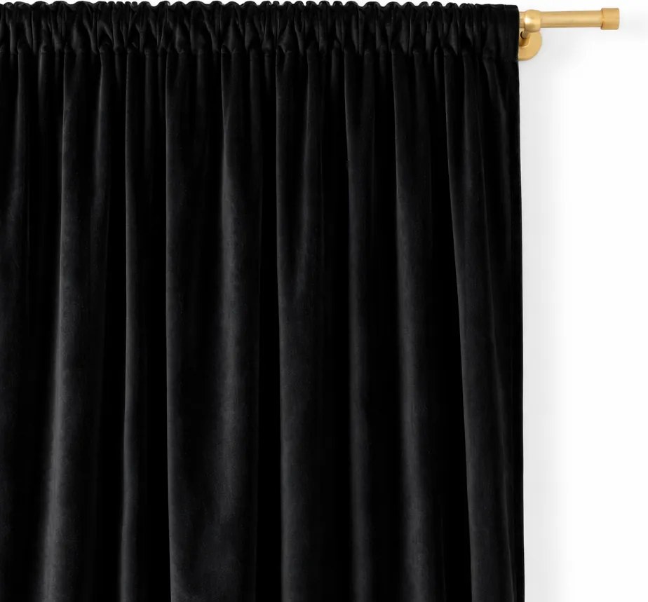 Zasłona gotowa welurowa na taśmie 140x250 CZARNA velvet żabki tunel Virella