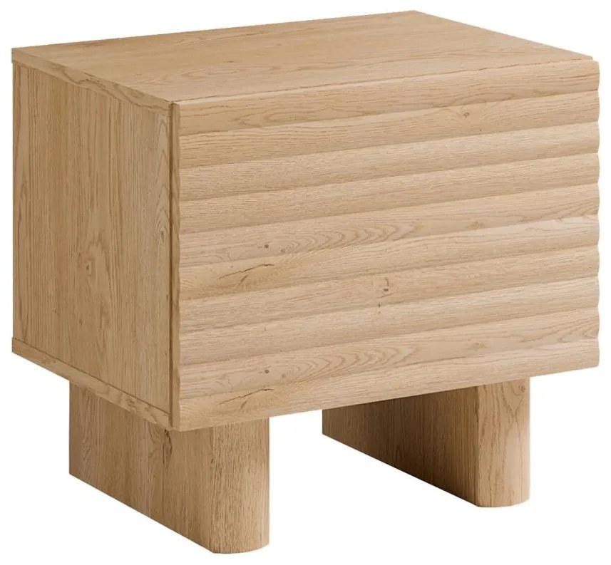 Zestaw 2 szafek nocnych 1-drzwiowych - MDF - Naturalny - LUDIMA
