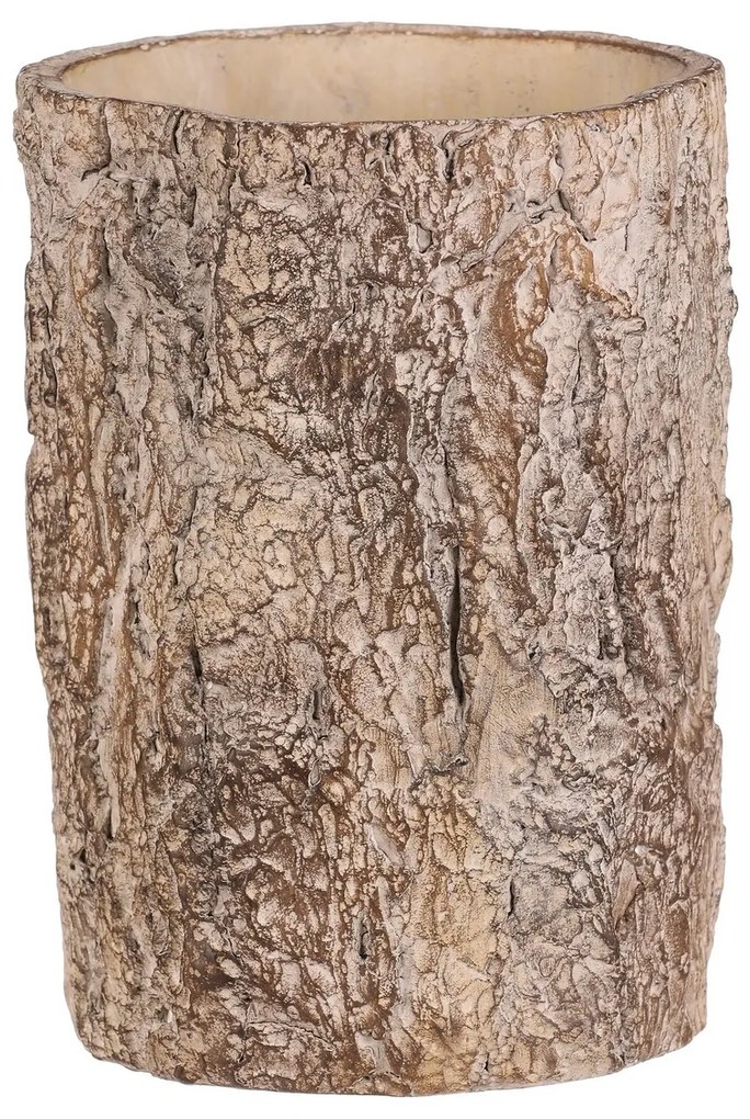Osłonka na kwiaty imitująca korę drzewa, 16 x 16 x 21 cm, beton, 16 cm