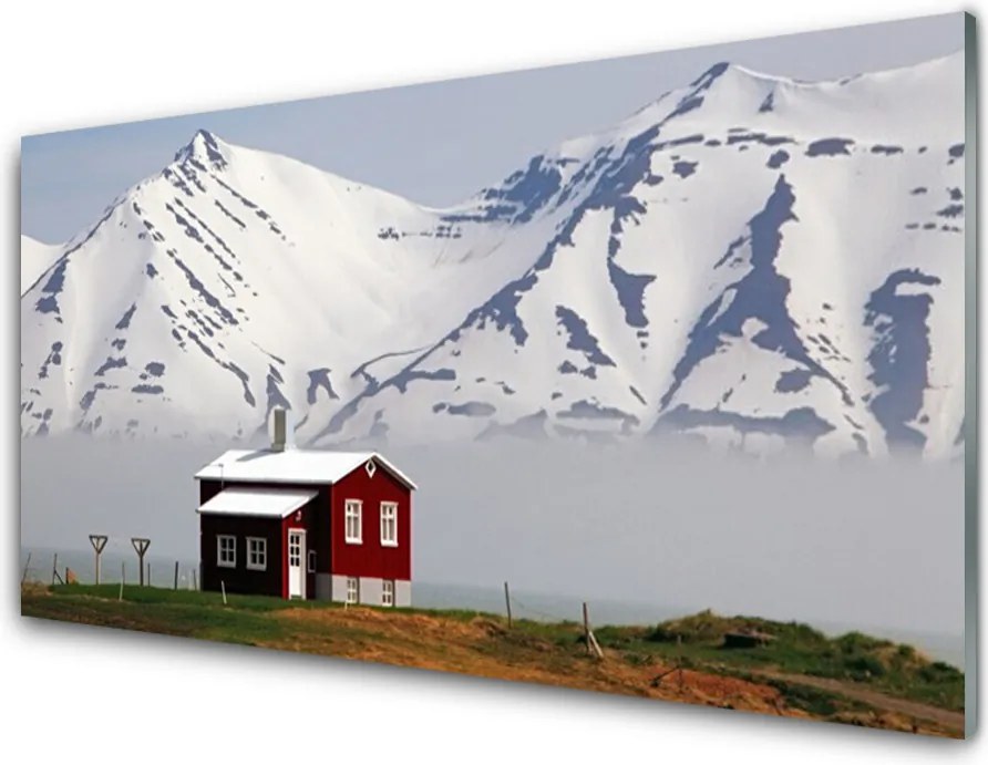 Panel Szklany Chatka W Śnieżnych Alpach