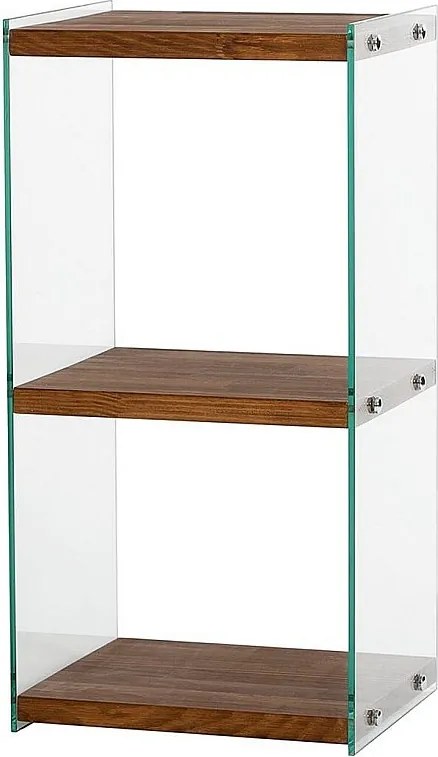 Elegancki regał z litego drewna, 40 cm x 80 cm x 35 cm | Półki w 100% ze szkła hartowanego | Naturalne wykończenie | Stylowe miejsce do prze