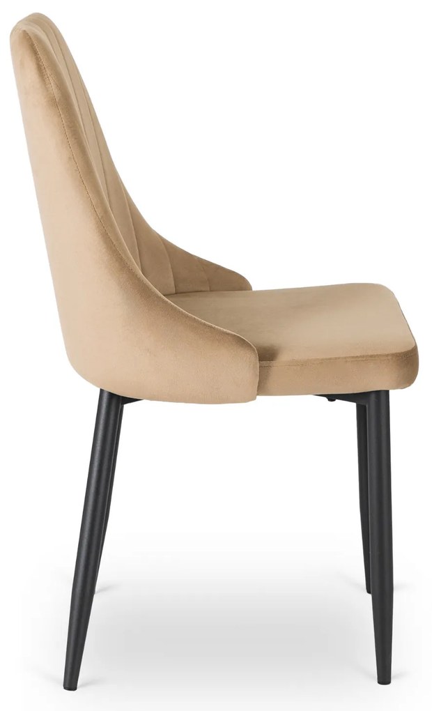 Zestaw Stół Okrągły Rozkładany HARRY 102-142 cm Dąb Artisan/Czarny i 4 Krzesła Tapicerowane BARI Beż Nowoczesne
