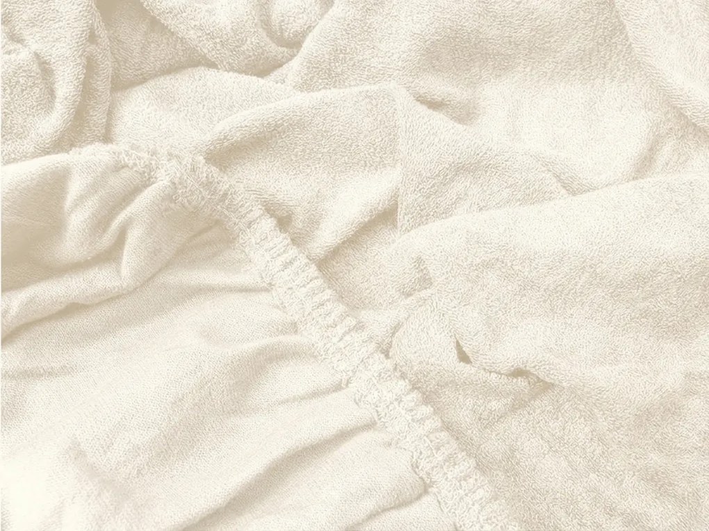 PrzytulneMieszkanie.pl Frotte prześcieradło EXCLUSIVE jasnokremowe 180 x 200 cm