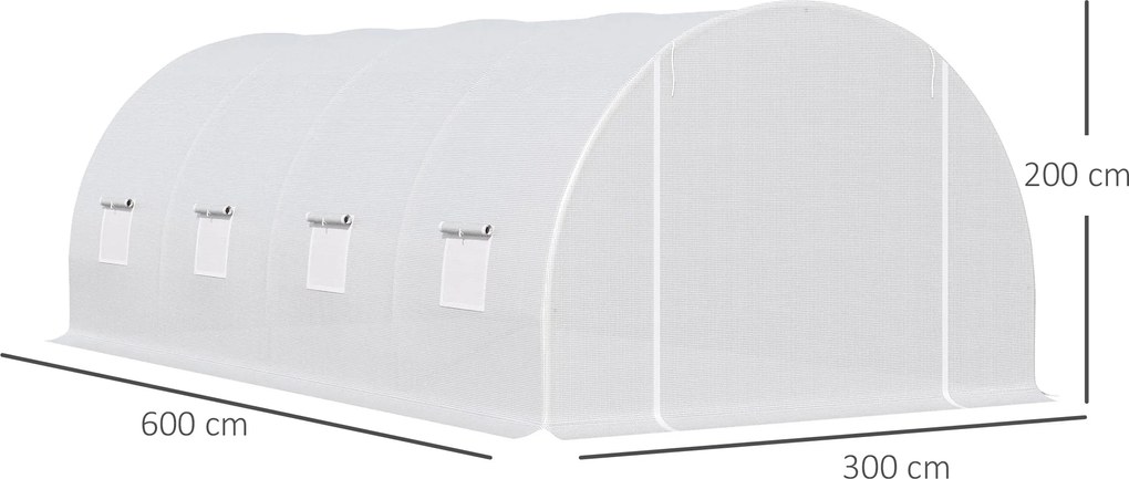 Outsunny Szklarnia Foliowa Ogrodowa Duża Biała 450x200x200cm Ochrona Roślin | Aosom PL
