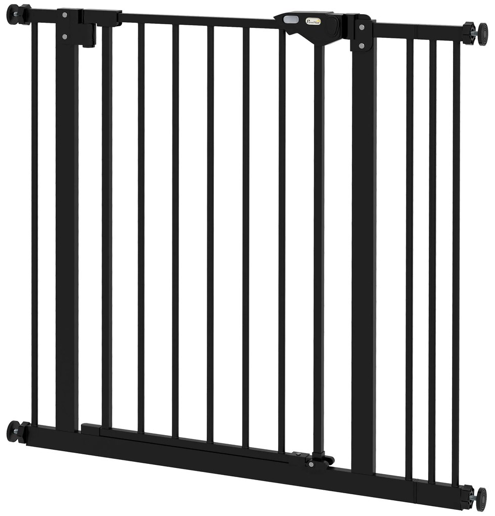 PawHut Barierka ochronna dla psy, Bezpieczna bramka, Bramka dla zwierząt, Metal, Plastik, 74-87 cm, Czarny