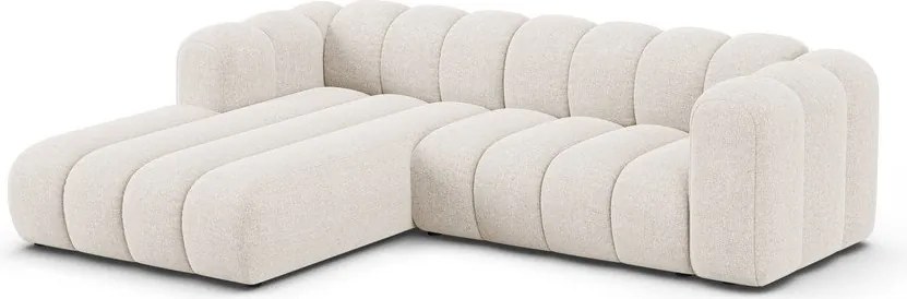 Kremowy narożnik z tkaniny szenilowej (lewostronny/z szezlongiem) Lupine – Micadoni