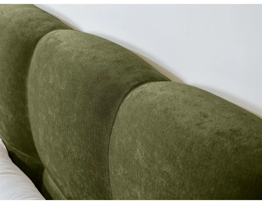 Zielone tapicerowane łóżko dwuosobowe ze stelażem 160x200 cm Kumo – Bobochic Paris