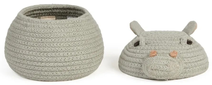 Jasnoszary tekstylny dziecięcy kosz na zabawki ø 15x15 cm Mini Henry the Hippo – Lorena Canals